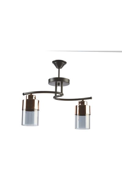 Modavize Felix Special Living Room - 2-Piece Black Chandelier Set with Rosegold Smoke Glass for Kitchen and Bedroom