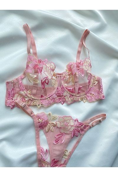 ARONA Σετ γυναικείο σουτιέν και εσώρουχα Peridot Model Flower Print Lace Up