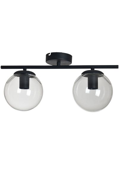 Modavize Nika Modern Living Room - Black Transparent Glass 2-Piece Chandelier - Kitchen and Bedroom