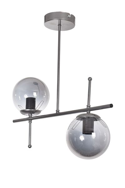 Modavize Feris Gray Smoked Glass 2-Piece Chandelier - Modern Living Room Kitchen Bedroom