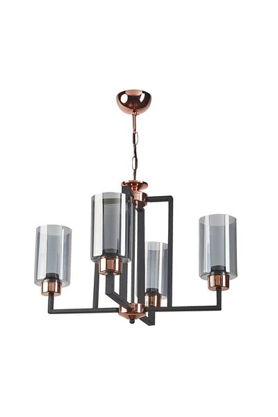 Modavize Retro Rustic Case - Living Room and Kitchen Bedroom 4-Piece Chandelier - Black Copper Smoked Glass