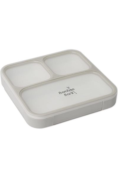 Bamboo Bark Bento Lunch Box for Kids & Adults - Snack Box with 3 Compartments & Slim Design - Dishwa