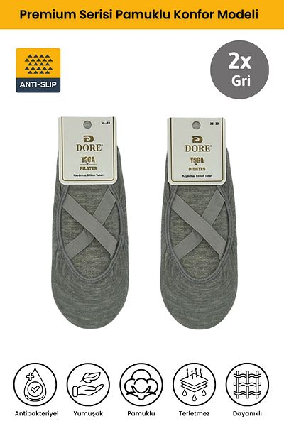 Dore Original Women's 2 Pairs Anti-Slip Sole Pilates Yoga Dance Ballet Plates Anti-Slip Socks - Standard Size