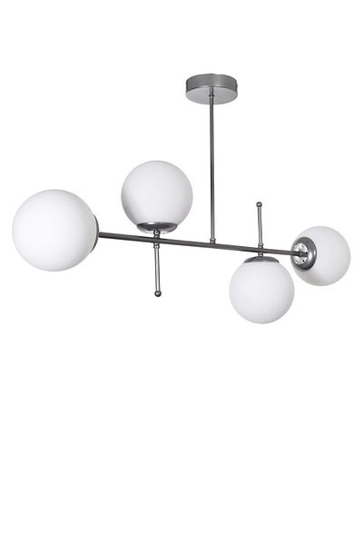 Modavize Feris Gray Colored White Glass 4-Piece Chandelier - Modern Design Living Room and Kitchen Bedroom