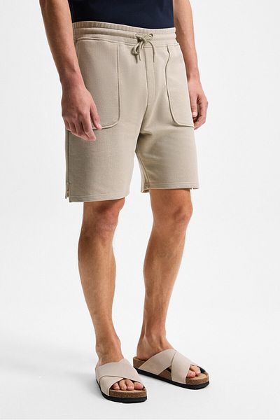 GRIMELANGE Gauci Men's Relaxed Stone Color Shorts with Elastic Waist and Side and Back Pockets