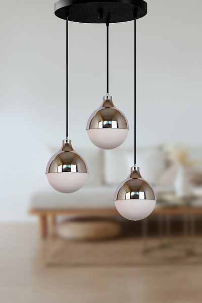 Modavize Rima Modern Living Room - Opal Glass 3-Piece Chandelier - Kitchen and Bedroom