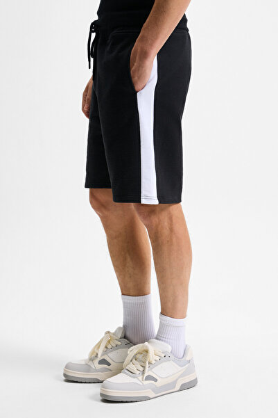 GRIMELANGE KEPA Erkek Beli Lastikli Cepli Relaxed Fit Siyah Şort