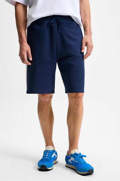 GRIMELANGE Kepa Men's Elastic Waist Relaxed Fit Navy Blue Shorts with Pockets