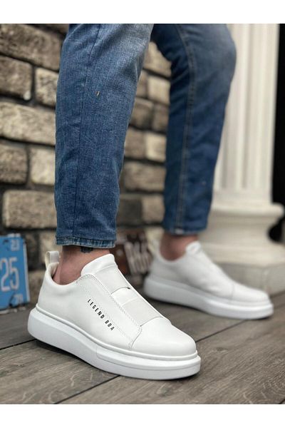 Byshoes BA0307 BOA Thick High Sole Double Tape White Men's Shoes