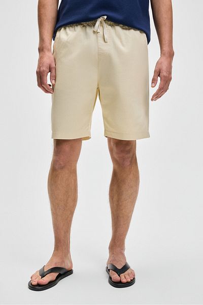 GRIMELANGE Lasper men's Stretch Fabric side pockets elastic waist Relaxed Fit vanilla shorts