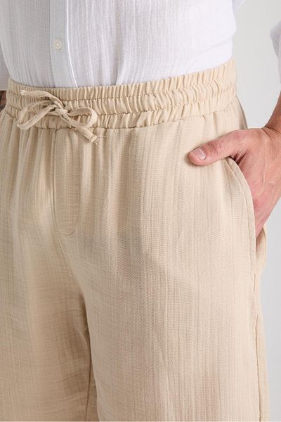 Valiberta Light Beige Men's Muslin Shorts - Light and Comfortable, Double Leg