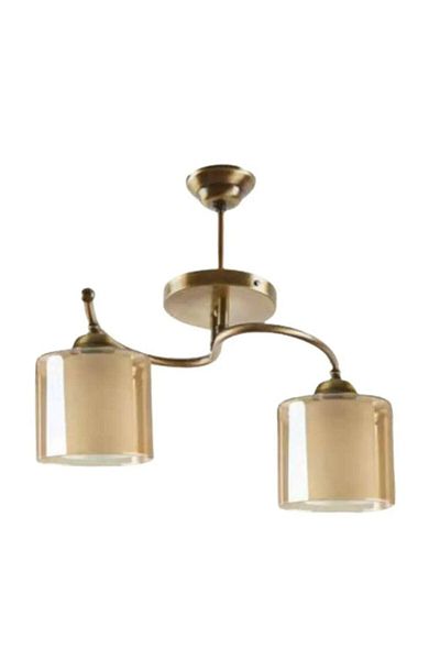 Modavize Retro Living Room Kitchen Bedroom - Antique Honey Double Glass Chandelier