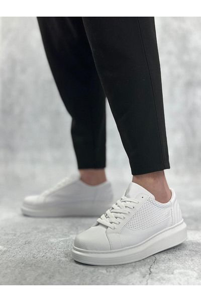 Byshoes Ba0423 Boa Thick High Sole White Lace-Up Sports Men's Shoes