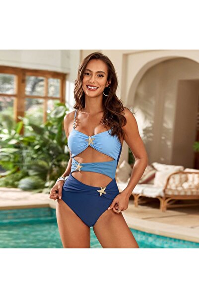 Eros Zone Premium One Piece Swimsuit, – Ocean Dream Blue, Size S, Blue