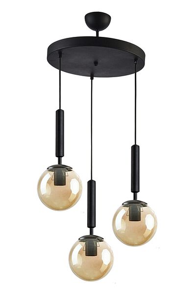 Modavize Carla Black Living Room - 3-Piece Chandelier Kitchen and Cafe Honey Glass Pendant Lamp