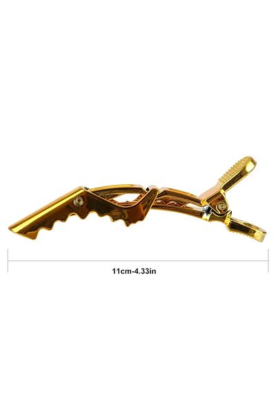 Nano Absolute Gold Color Hairdresser Hair Holder Alligator Clips Set of 2 - Professional Dragon Collet Clips