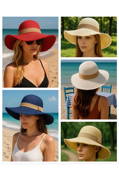 LAGRANZE Wide Brim Summer Women's Hat with Straw Belt Premium Beach Hat
