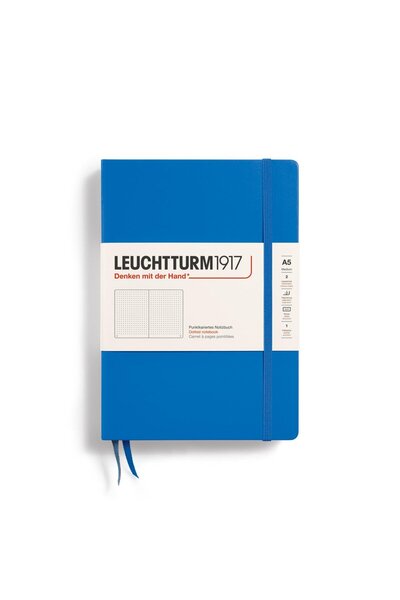 Leuchtturm1917 Leuchttrum 1917 Medium(A5) Sert Kapak, 251 Numaralandırılmış Noktalı Sayfa Defter Sky 369788