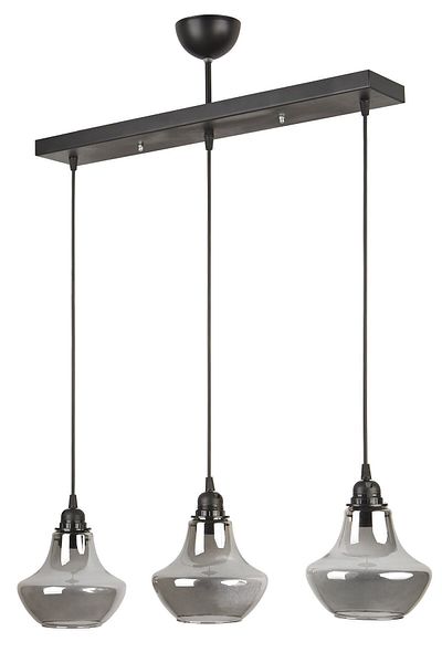 Modavize Modern Black Smoked Glass - Rodi 3-Piece Chandelier for Kitchen and Living Room