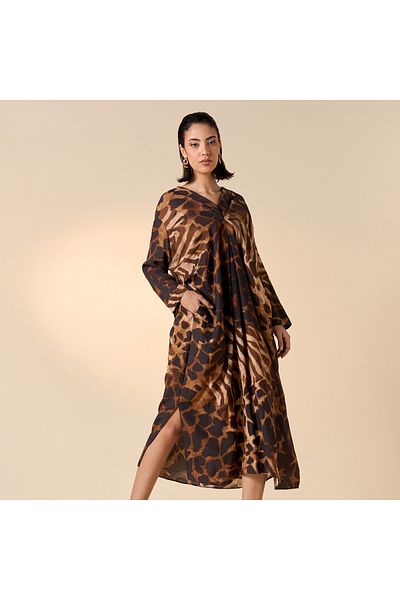 FAV Animal Print Kaftan Dress with Side Slit