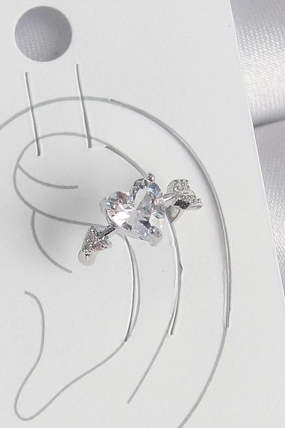 Toptan Bulurum Brass Silver Color Zircon Stone Star Model Women's Cartilage Earrings