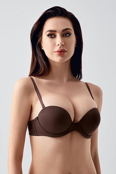 C&City Double Push-Up Padded Strapless Bra C17040 Brown