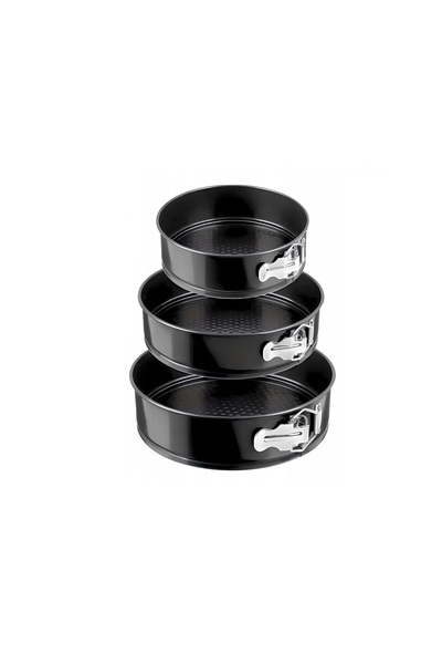 OEM Set 3 forme rotunde pentru tort, otel carbon, antiaderent, negru