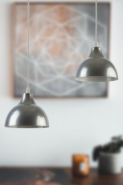 Modavize Kinder Living Room - 2-Piece Gray Metal Pendant Lamp - Kitchen and Bedroom Chandelier