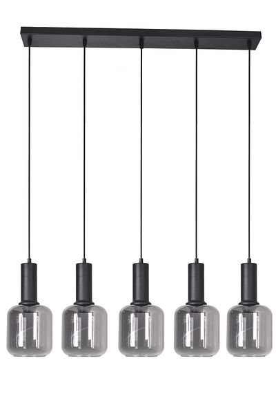 Modavize Tanem Modern Design Living Room Kitchen Cafe Black Color Smoked Glass 5-Piece Chandelier