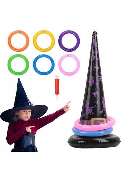 HAKOTOM Παιχνίδι ρίψης για το Χάλογουιν με καπέλο μάγισσας και δαχτυλίδια Hak...