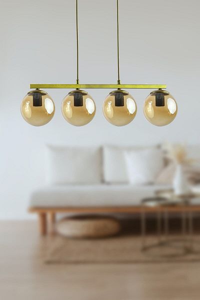 Modavize Caesar Honey Glass - Kitchen and Bedroom Flexible Modern Design - 4-Piece Chandelier Set