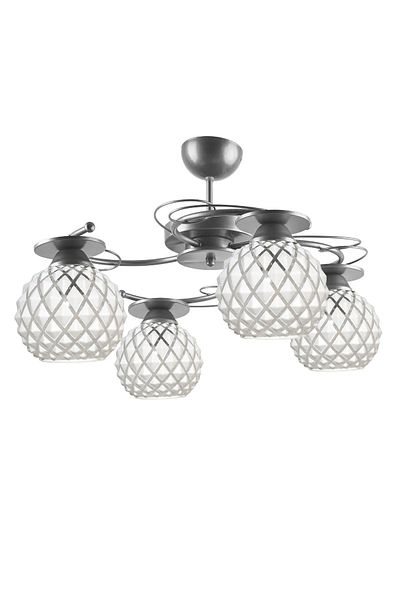 Modavize Goldina Modern Living Room - Kitchen - Bedroom Plofonyer Gray Color Embossed Glass Chandelier