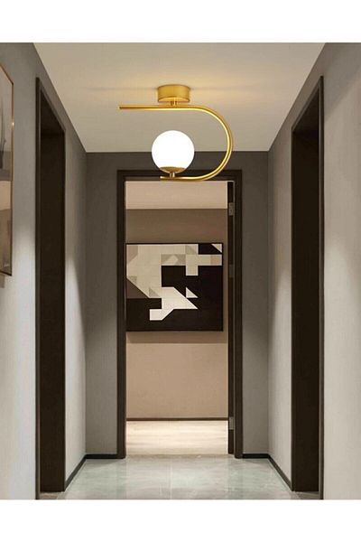 Modavize Alina Modern Living Room - Gold Metal Single Plafonier for Kitchen and Bedroom