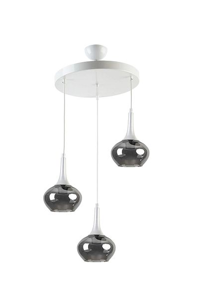 Modavize Nero Modern Design - 3-Piece Chandelier Set with White and Smoke Glass for Living Room, Cafe and Kitchen
