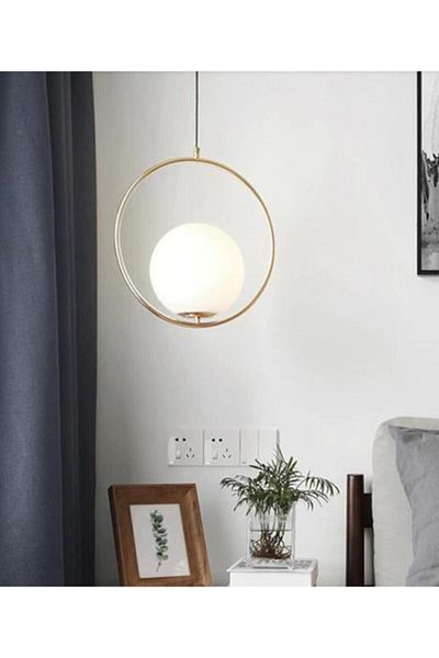 Modavize Sosa Decorative Living Room - Antique Colored White Glass Single Chandelier - Kitchen and Bedroom