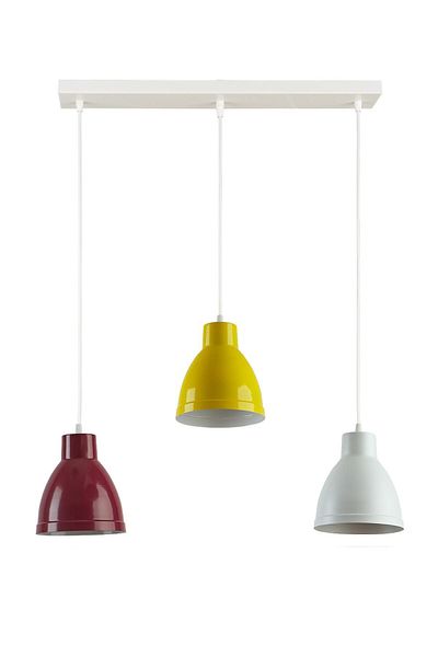 Modavize Enzo Special Design - Modern Decorative 3-Piece Pendant Lamp Chandelier, Burgundy, Yellow, White Colors