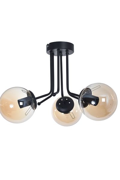Modavize Daisy Modern Design - Rustic 3-Piece Chandelier - Black Color Honey Glass - For Living Room Kitchen Bedroom