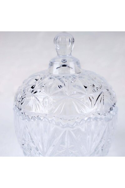 Lüks Sepeti Nisa - Lüx Ve Şık Kapaklı Modern Cam Şekerlik - Ikramlık - Lokumluk 270 ML