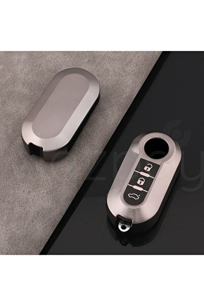 Alazpay Fiat 500 Doblo Fiorino Punto Ducato Bravo Panda Titan Gri TPU Anahtar Kılıfı