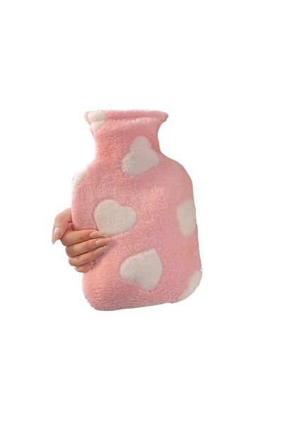 FURA Hot water bottle with outer fur cover,compress bottle,soothes menstrual pain,MULTI COLORS,1L