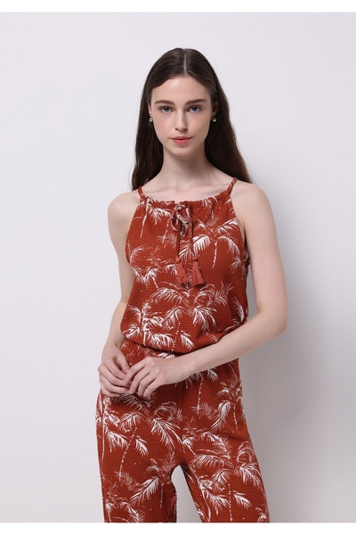 Colin's Γυναικείο φλοράλ φόρεμα με λουράκι σε καφέ χρώμα