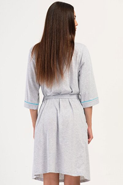 VİENETTA Kadın Kapri Kol Mavi Sabahlık %100 PAMUK C0T6N3O504