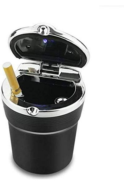 Generic SUZM Car Ashtray With LED Lights, Easy Clean Up Detachable Stainless Car Ashtray, Black
