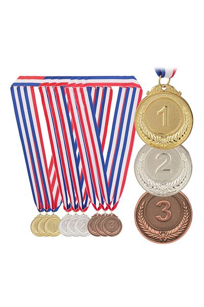 Relaxdays Set of 12 medals for children, Relaxdays, metal
