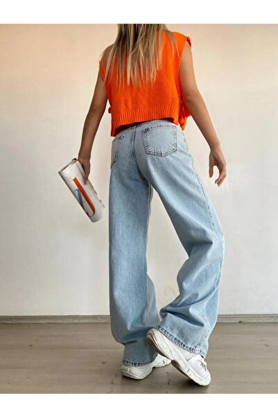 Shield Life Сніжно-блакитні палаццо-штани з високою талією, еластичними широк...