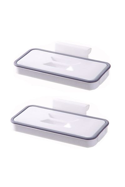 Jzk Set Of 2 Garbage Bag Holders, Plastic, White/gray, 24.3 X 11 X 3 Cm