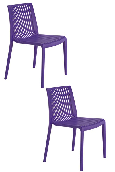 Papatya Cool Plastik Sandalye 2li Paket Mor - Bahçe Balkon Mutfak Sandalyesi