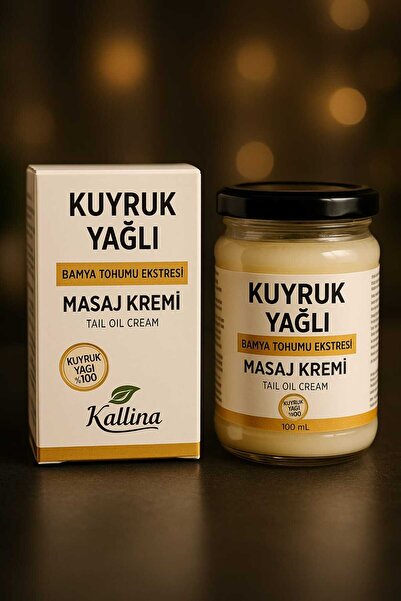 ALLİNA Kallina Kuyruk Yağlı Ağrı Krem 100 Ml(BAMYA TOHUMU VE KEKİK YAĞI ILAVELİ) El Yapımı Doğal Içerik
