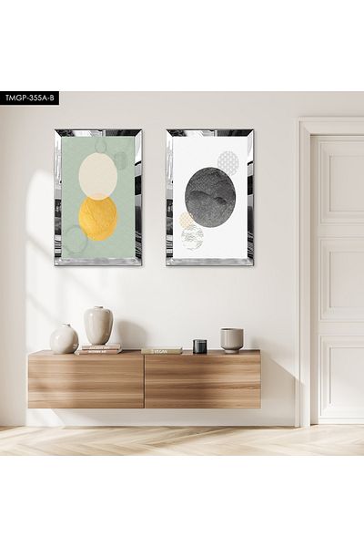 Zevahir Mobilya Dekorasyon SET DE MASA MDF DUBLA CU CADRU DE PLEXY CU OGLINDA SILVER FORME MINIMALIST MODERNE