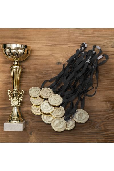 Relaxdays Set of 12 gold medals for children, Relaxdays, black/gold